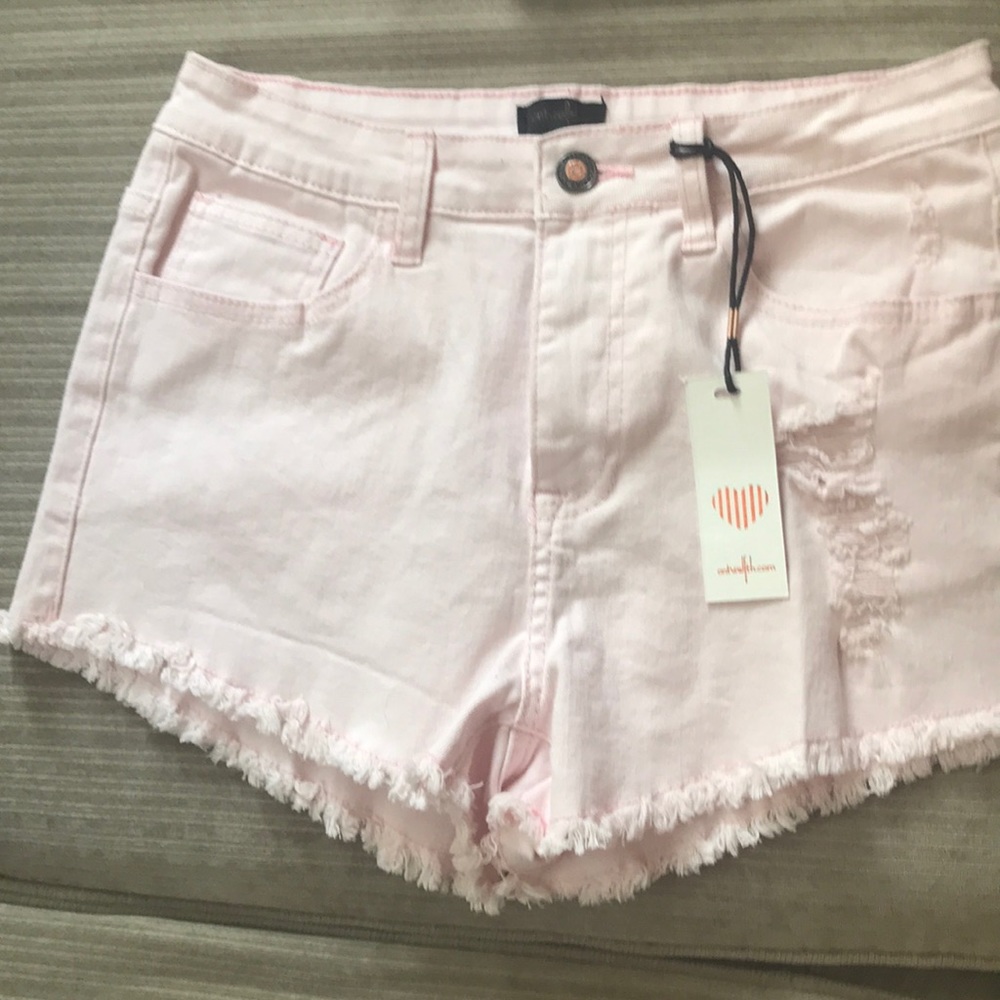 pink denim cutoff shorts